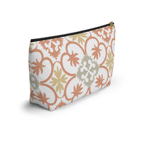Portugal Tile Accessory Pouch w T-bottom in Orange